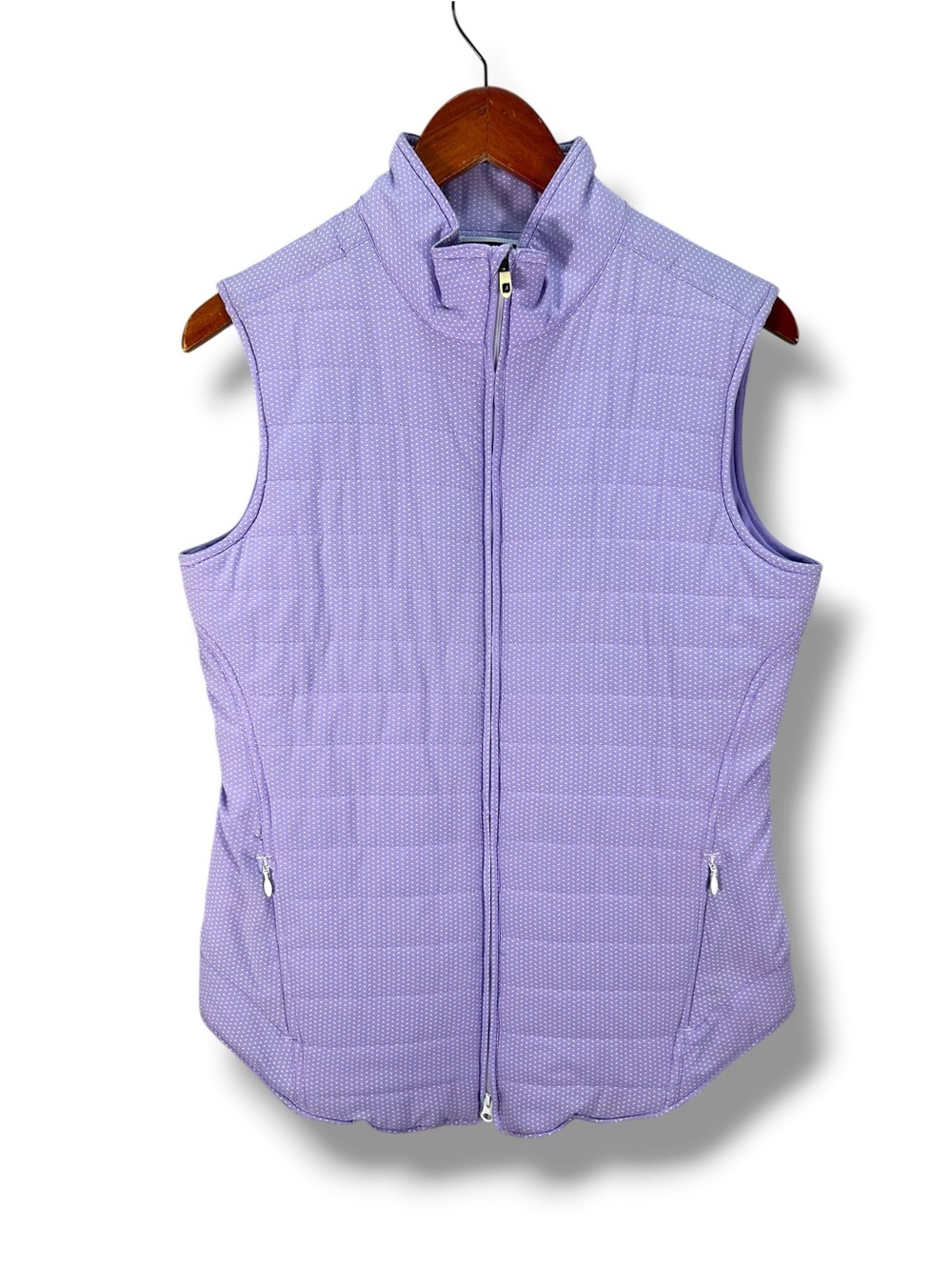 Women's FootJoy Lilac Subtle Polka Dot Zip Up Vest Size Medium